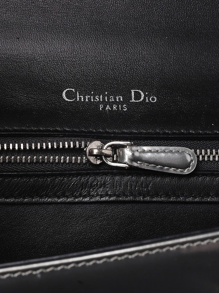 Christian Dior Grey Metallic Calfskin Leather Medium Diorama Flap
