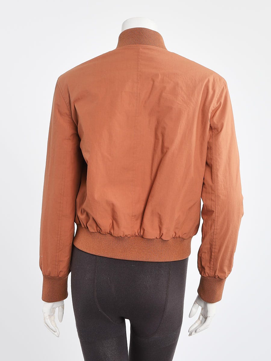 Hermes Light Orange Cotton Printed Reversible Bomber Jacket