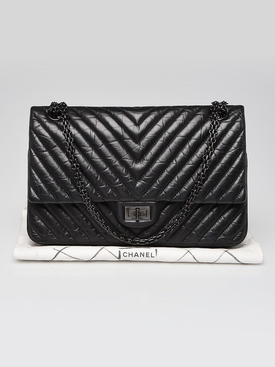 Chanel So Black Chevron Reissue 226 Double Flap Bag - ShopStyle
