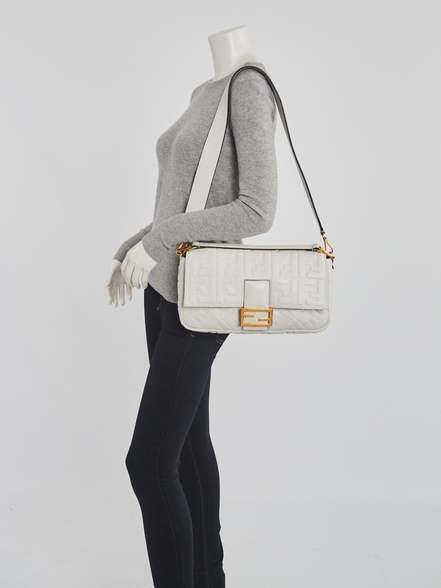 Baguette Large - White leather bag