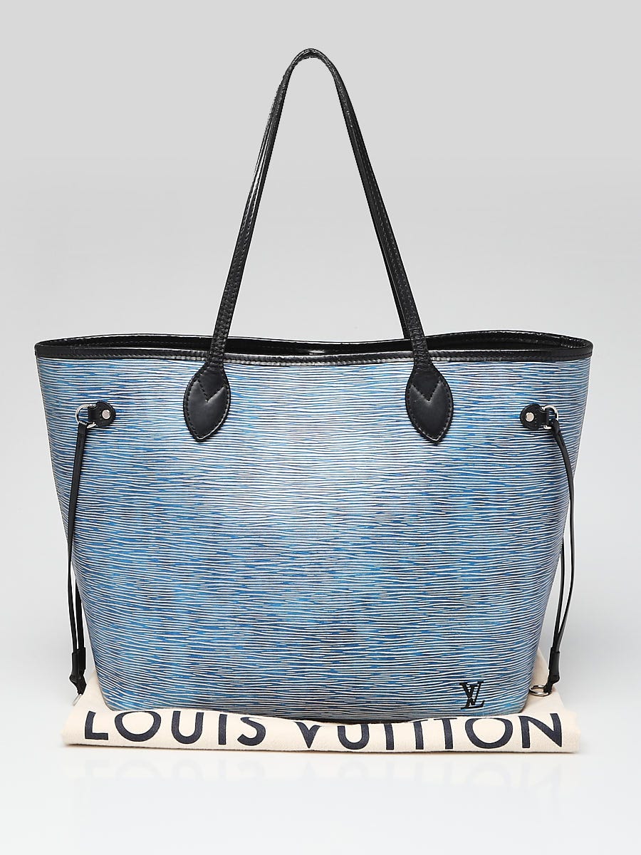 LOUIS VUITTON Neverfull MM epi leather denim tote with pouch