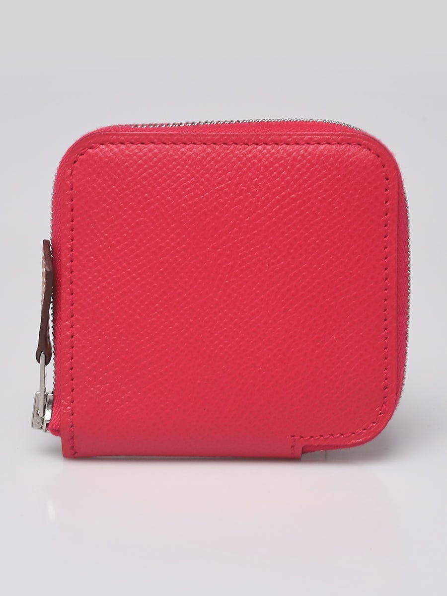 Hermes Rouge H Epsom Leather Compact Silk'in Wallet - Yoogi's Closet