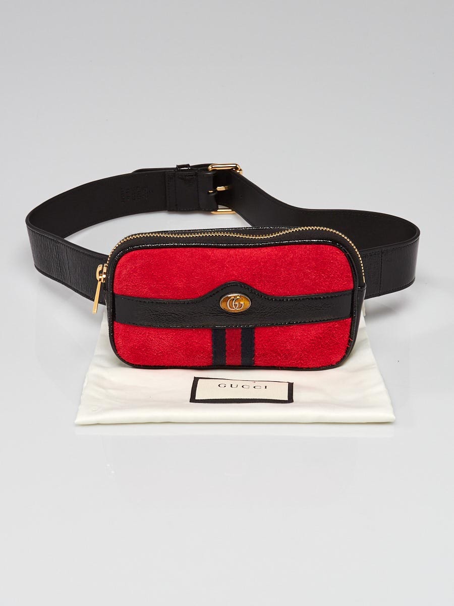Gucci Red/Black Suede/Leather Small Ophidia Belt Bag Size 85/34