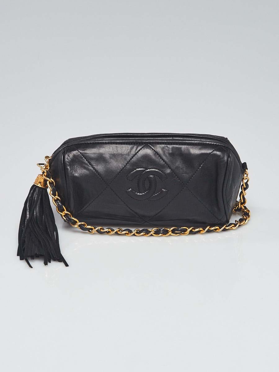 Chanel Black Quilted Lambskin Leather Small Tassel Camera Bag