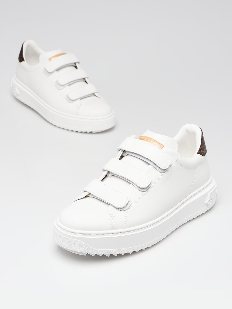 LOUIS VUITTON Monogram Time Out Sneakers 35 White Rose 1280509