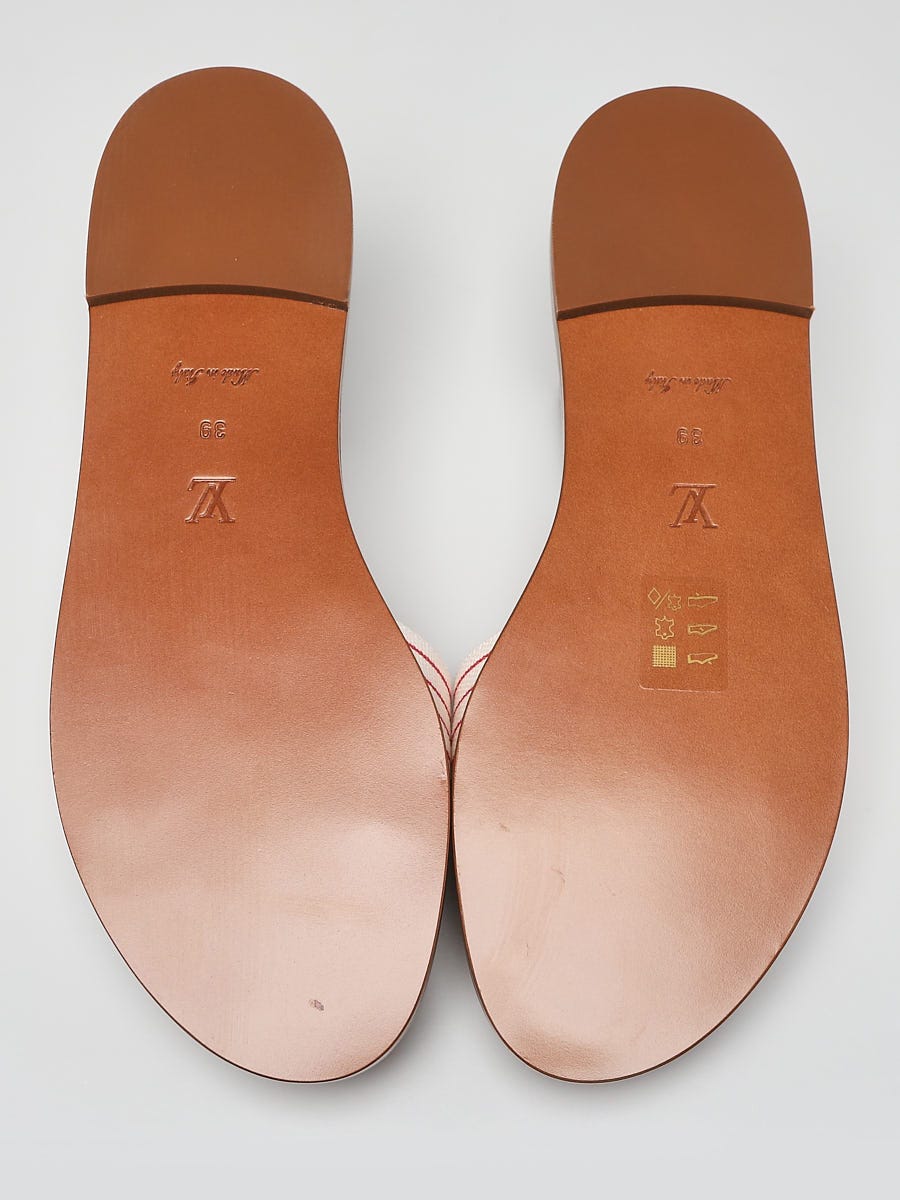 Louis Vuitton White Escale Canvas Lock It Flat Mule Sandals Size 8.5/39 -  Yoogi's Closet