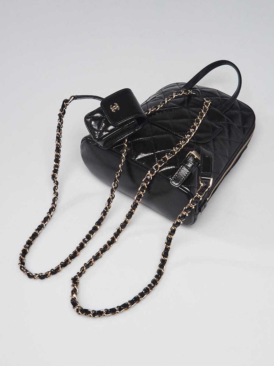 Chanel Black Quilted Patent Leather Backpack Bag | Yoogi display picture 2