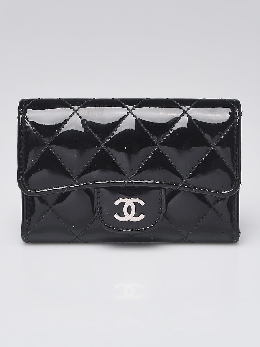 Chanel Black Quilted Patent Leather Classic Flap Card Holder