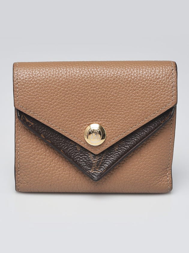 Louis Vuitton Beige Leather and Monogram Canvas Double V Compact Wallet
