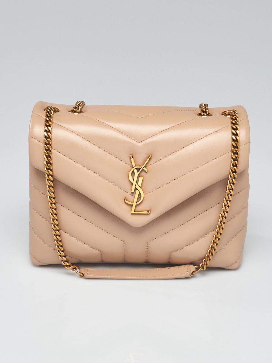 Yves Saint Laurent Beige Quilted Leather Small LouLou Bag