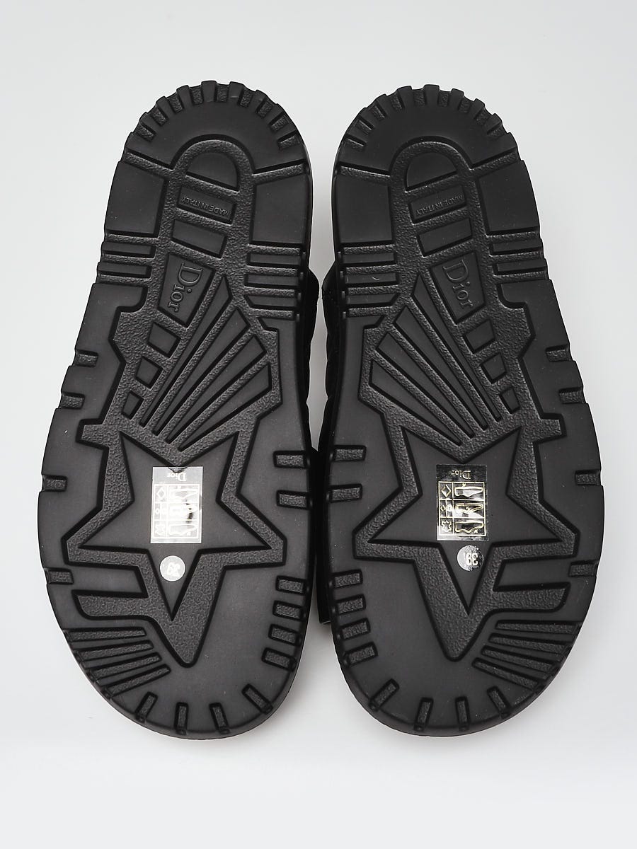 Christian Dior Black Cannage Quilted Leather Dtwist Slide Sandals