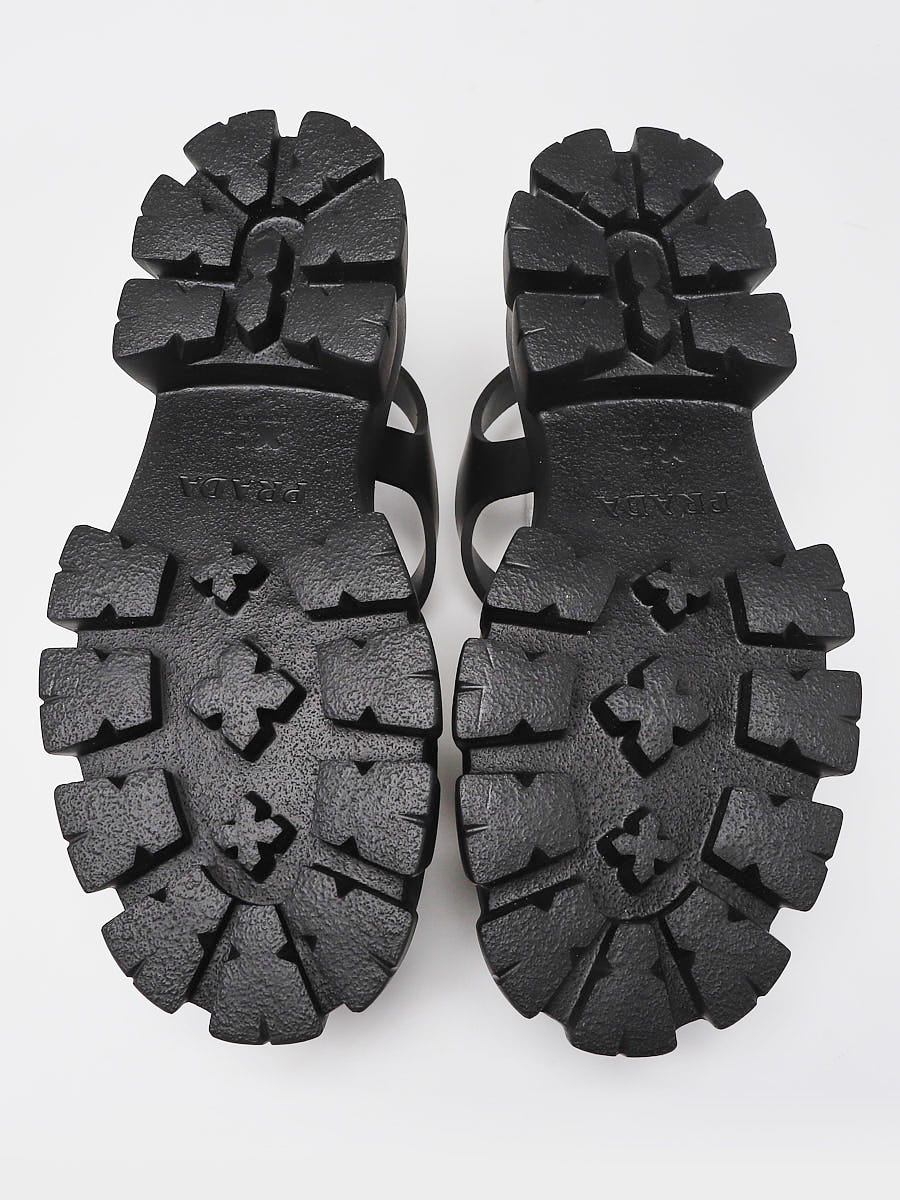 サンダル PRADA BLACK RUBBER CAGE SANDAL Prada Rubber Cage Sandal in Black for Men | Lyst