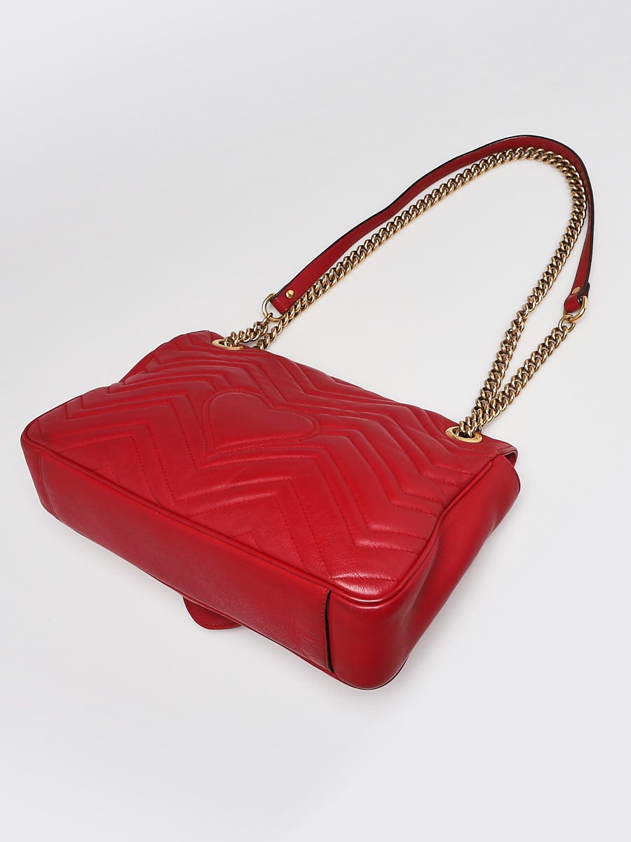 Gucci Red Quilted Leather GG Marmont Medium Matelasse Shoulder Bag -  Yoogi's Closet