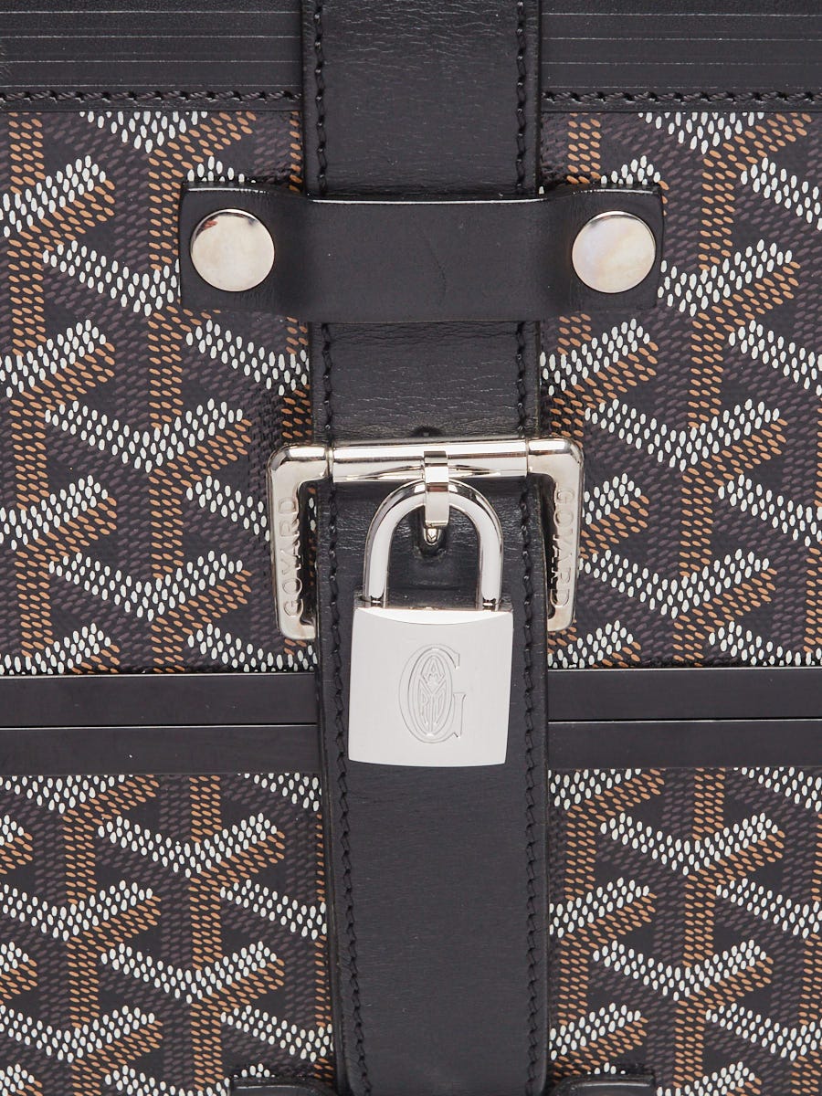 Goyard Black Chevron Coated Canvas and Calfskin Leather Bourget PM For Sale  at 1stDibs