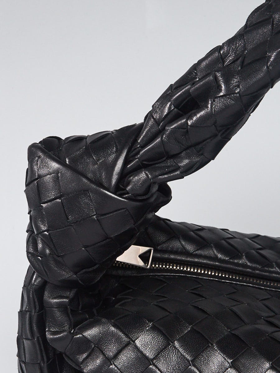 Bottega Veneta Black Intrecciato Woven Nappa Leather Teen Jodie