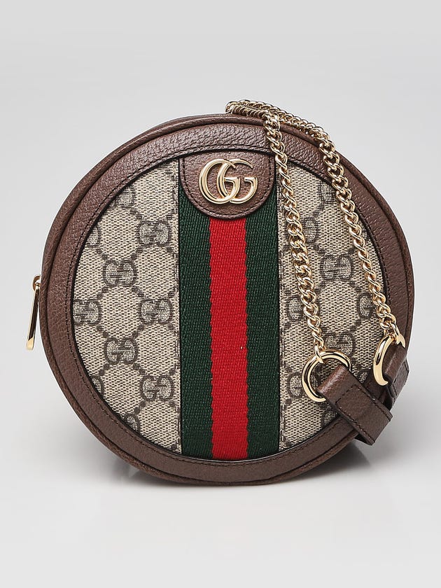 Gucci Beige/Ebony GG Canvas Ophidia Round Mini Backpack Bag