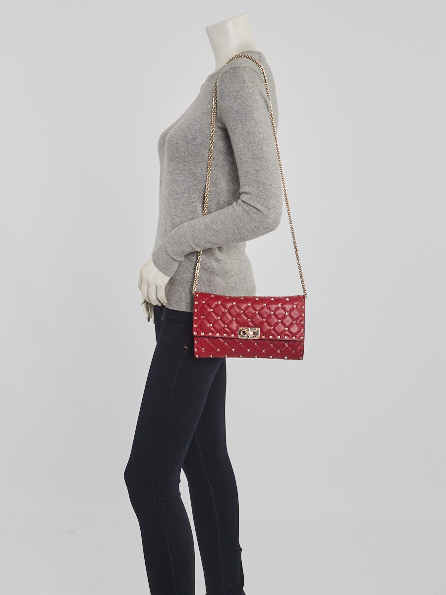 Rockstud Spike Nappa Leather Crossbody Clutch Bag for Woman in