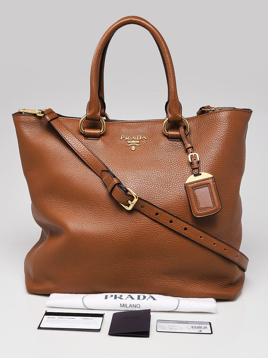 Prada Cannella Vitello Phenix Leather Shopping Tote Bag 1BG865 - Yoogi's  Closet