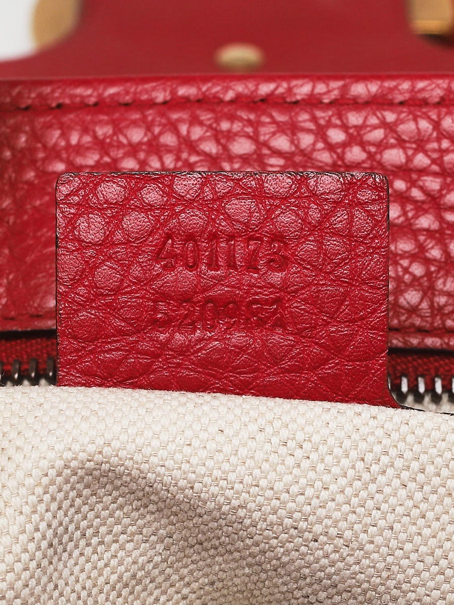 Gucci Red Pebbled Leather Marmont Large Shoulder Bag | Yoogi's Closet