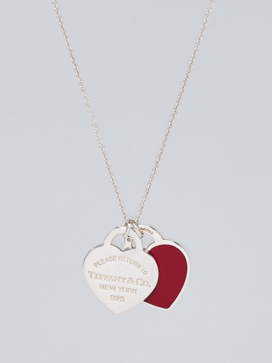 TIFFANY Sterling Silver Enamel Return to Tiffany Heart Tag Pendant Necklace  Red 1288735 | FASHIONPHILE