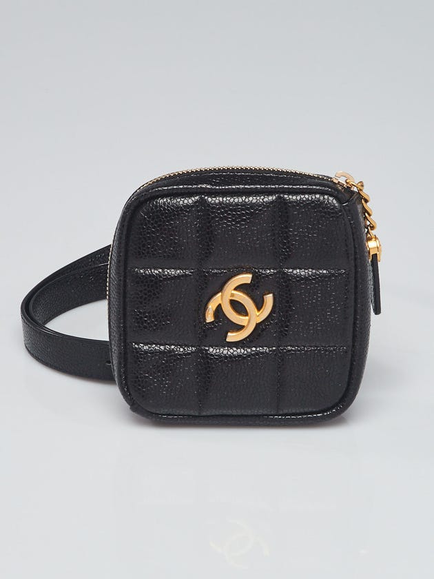 Chanel Black Quilted Caviar Leather Diamond Coin Purse Belt Bag