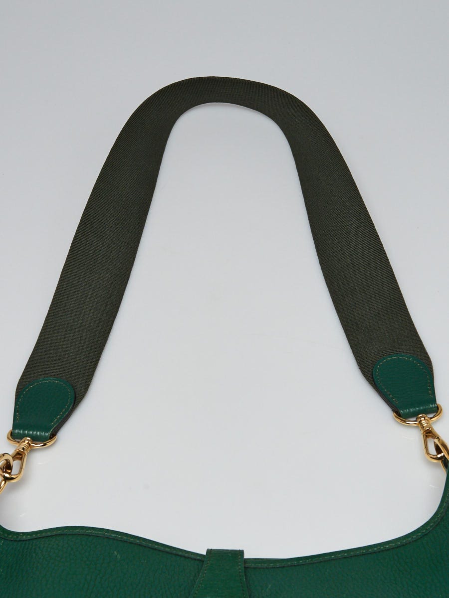 Hermes 31cm Bi-Color Vert Olive/Vert Pale Green Clemence Leather Muso  Two-Way Shoulder Bag - Yoogi's Closet