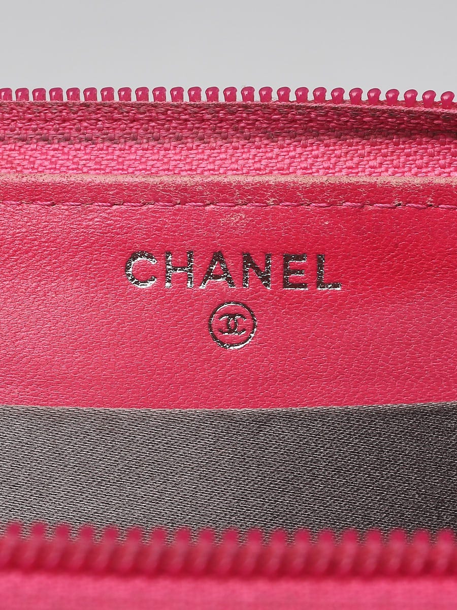 Chanel Pink Patent Leather Embossed Lucky Symbols Long Zippy