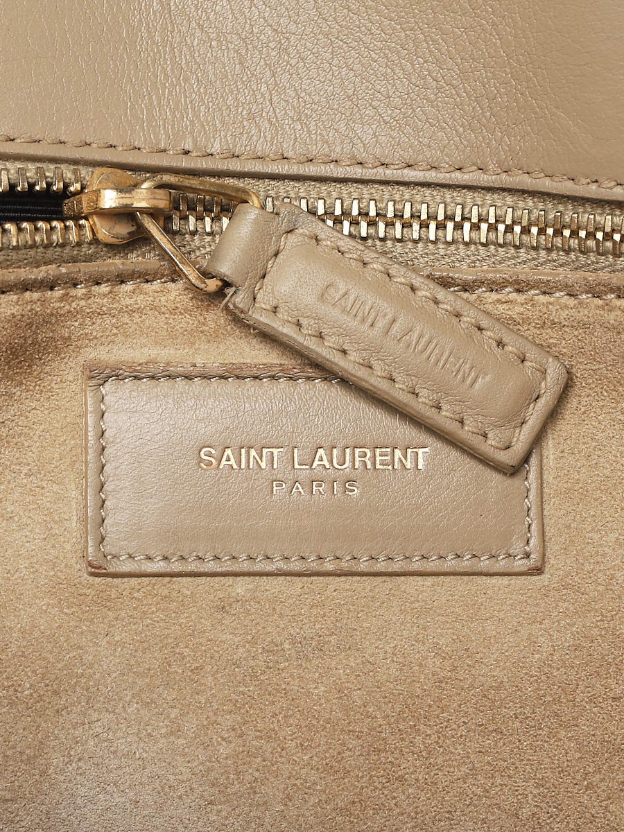 Yves Saint Laurent Dark Beige Pebbled Leather Medium Sac de Jour Souple Bag  - Yoogi's Closet