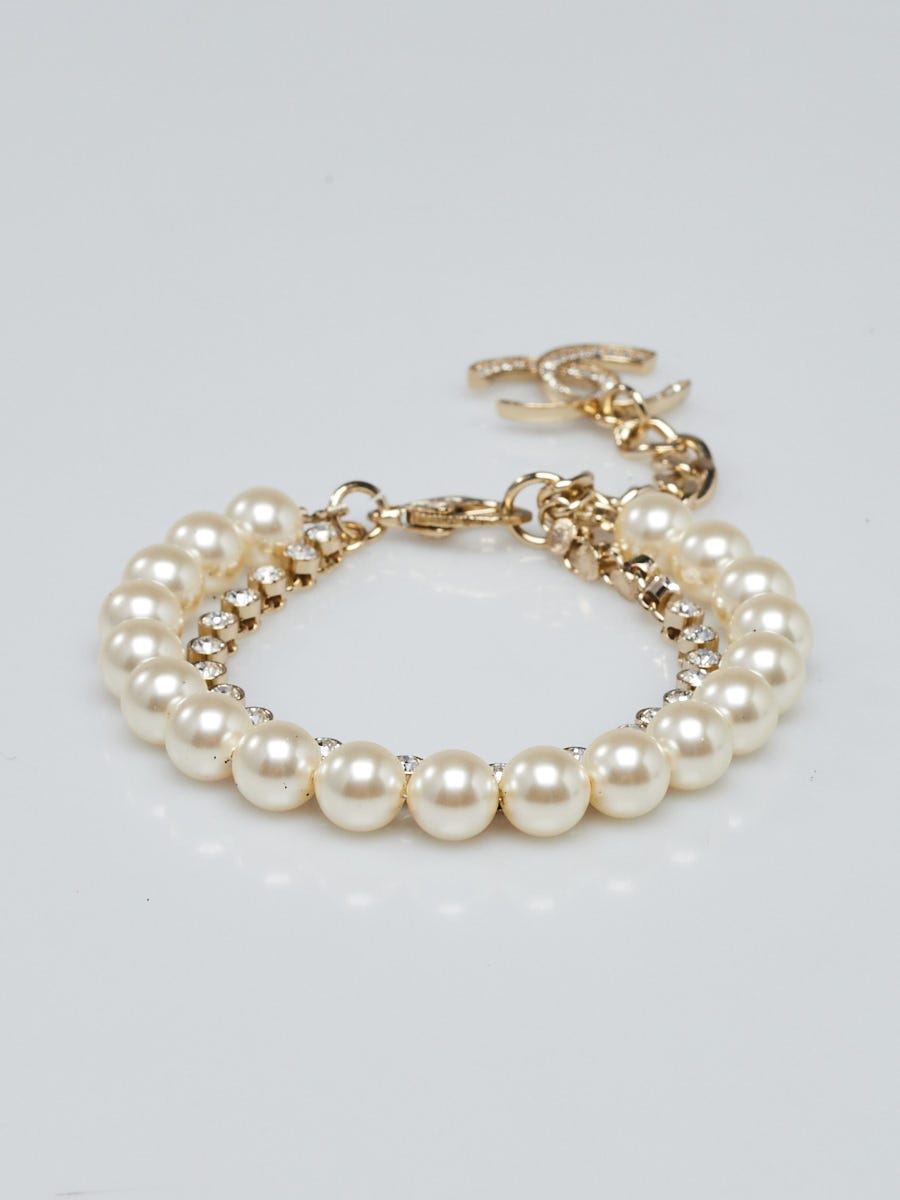 Louis Vuitton Goldtone Metal and Faux Pearl Bracelet - Yoogi's Closet