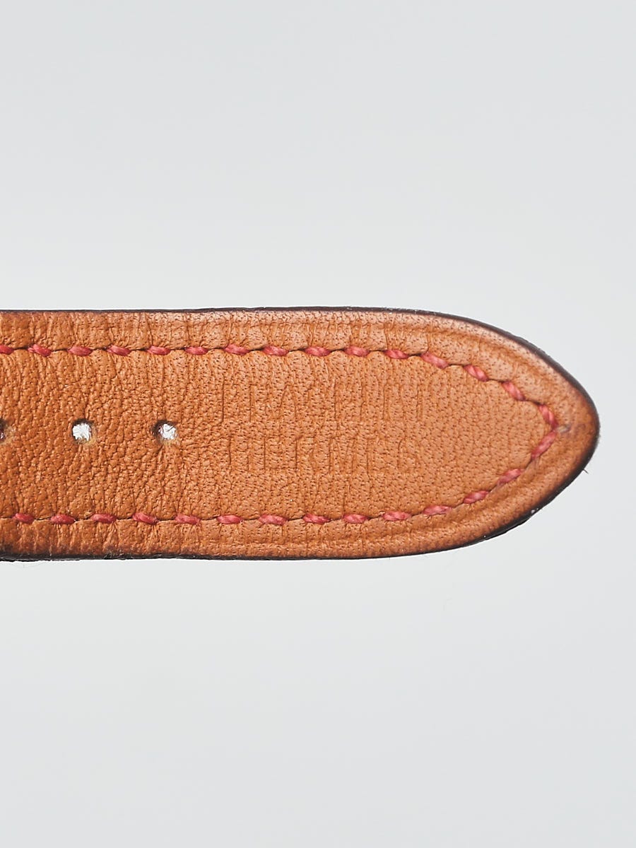 Hermes 21mm Gold Plated and Red Swift Leather Heure H PM Double