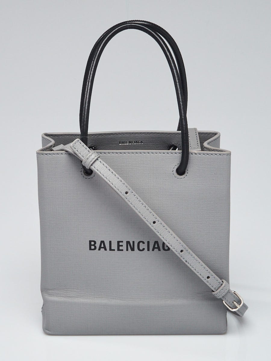 Balenciaga Grey Pebbled Leather XXS Shopping Tote Bag	