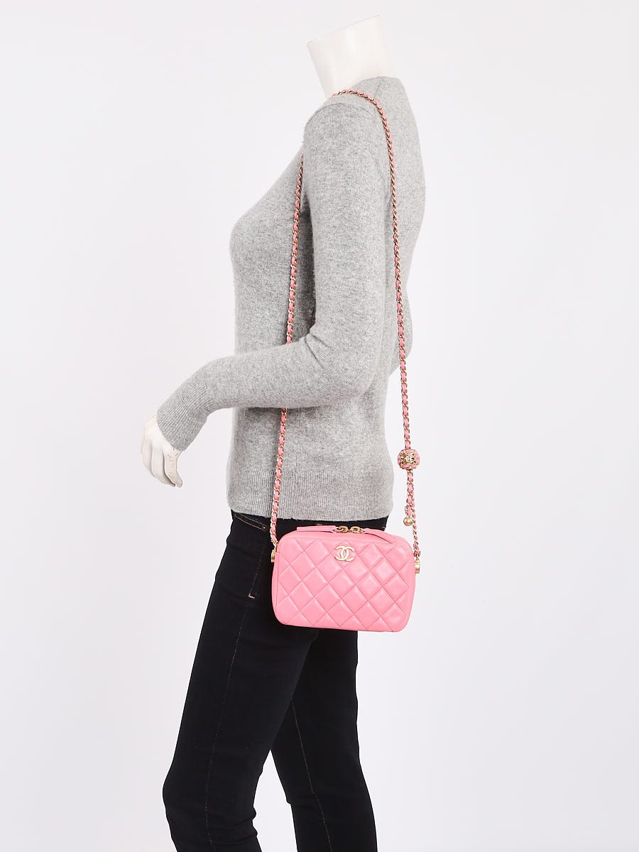 Chanel Pink Quilted Lambskin Leather Pearl Crush Camera Crossbody Bag -  Yoogi's Closet