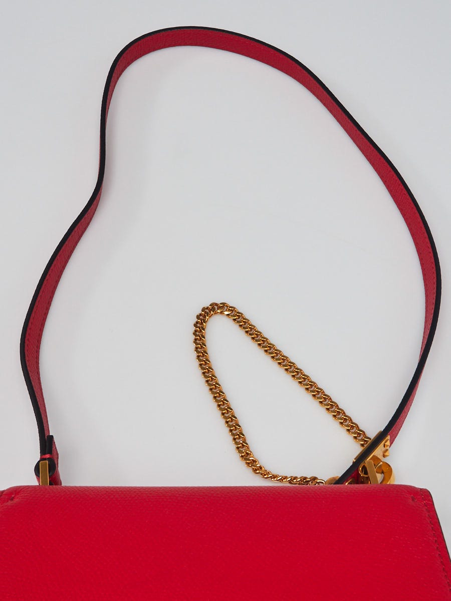 Valentino Red Pebbled Calfskin Leather Vsling Small Shoulder Bag