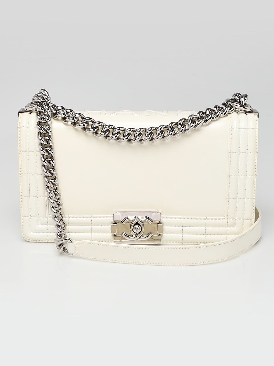 Chanel Ivory Iridescent Patent Calfskin Leather Medium Boy Bag - Yoogi's  Closet