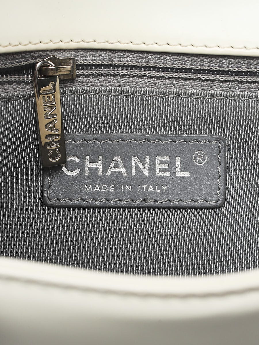 Chanel Ivory Iridescent Patent Calfskin Leather Medium Boy Bag
