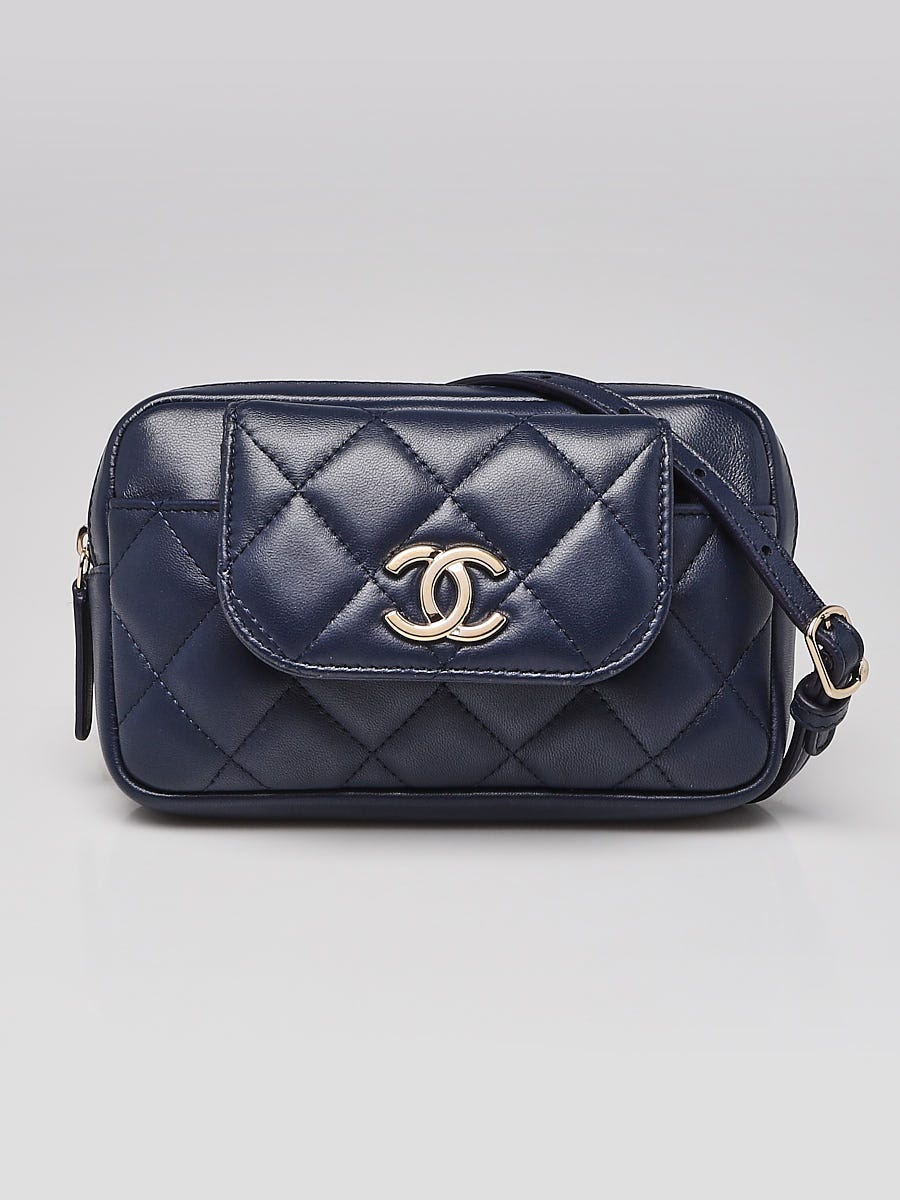 Chanel Blue Quilted Lambskin Leather Front Pocket CC Waist Bag - Yoogi's  Closet