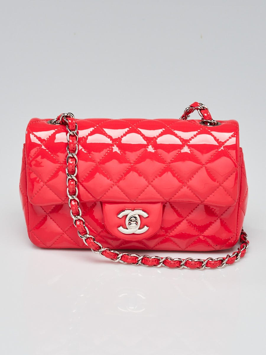 Chanel Pink Quilted Patent Leather Classic Rectangular Mini Flap Bag