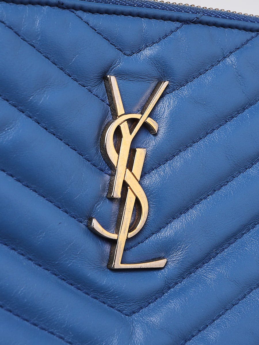 Yves Saint Laurent Blue Matelasse Quilted Leather Monogram A5