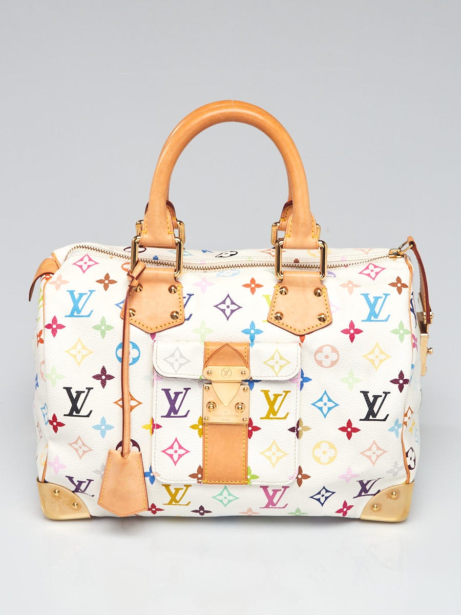 Louis Vuitton White Monogram Multicolore Speedy 30 Bag - Yoogi's 