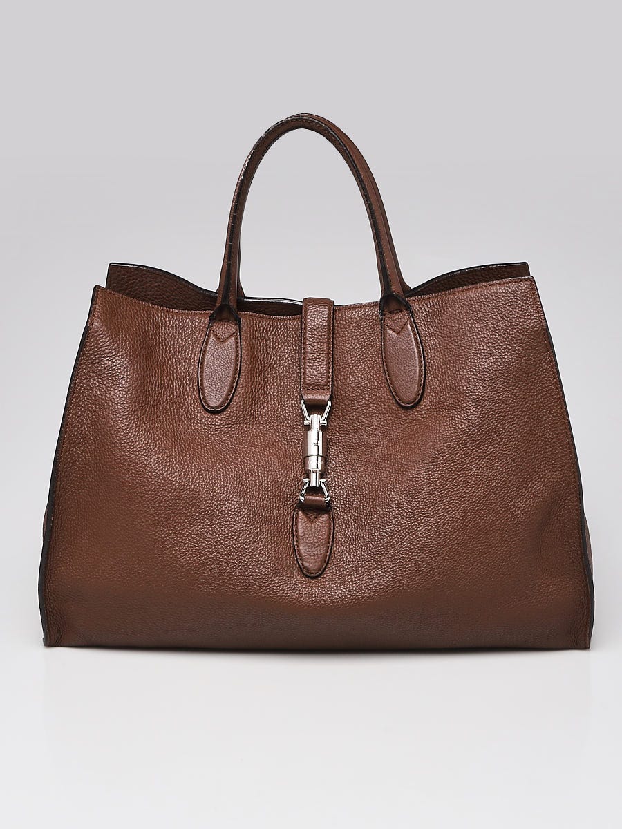 Gucci Brown Pebbled Leather Soft Jackie Large Top Handle Bag - Yoogi's  Closet