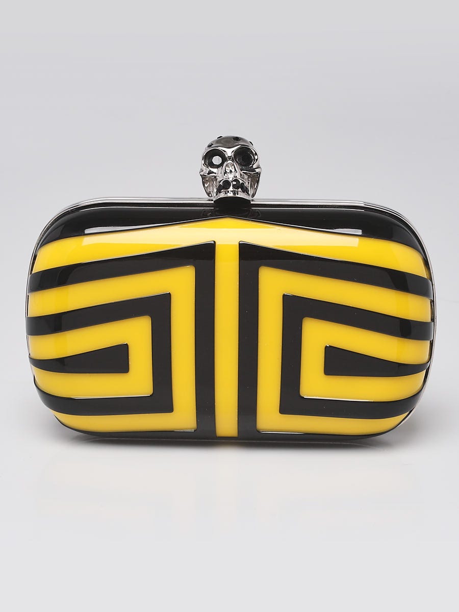 Alexander McQueen Black/Yellow Plastic Skull Box Clutch Bag - Yoogi's Closet