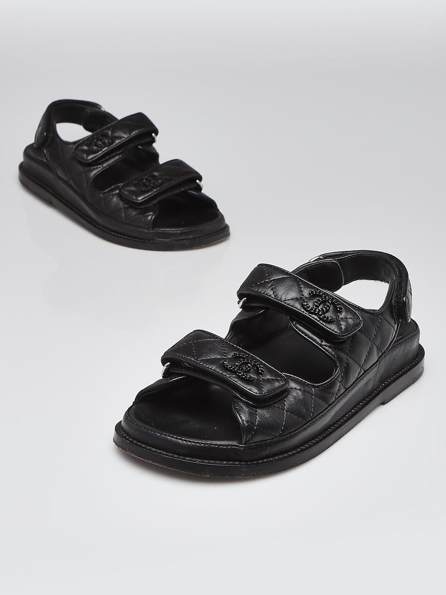 Chanel 21S G31848 black DAD Sandals black logo 41415 EUR sizes  eBay