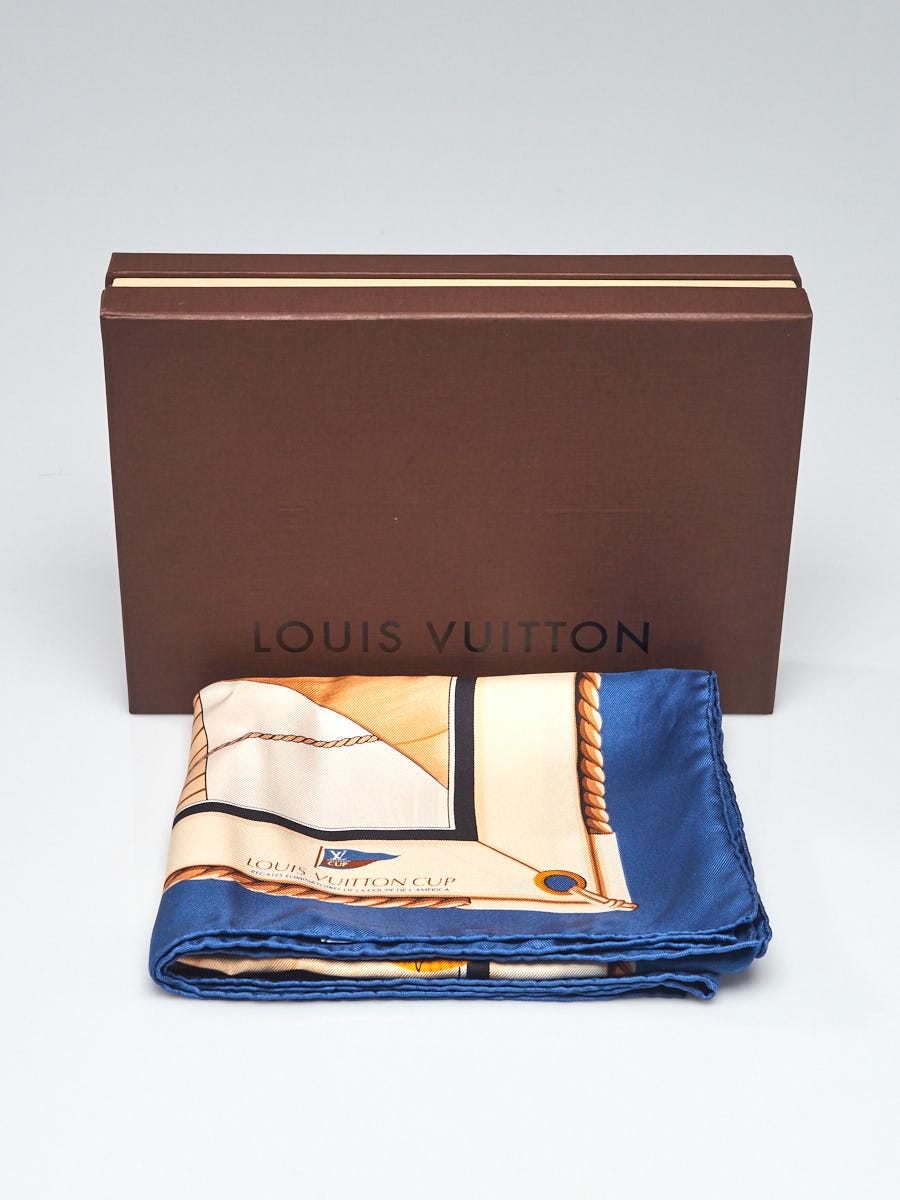 Louis Vuitton Blue/Beige Louis Vuitton Cup Silk Square Scarf