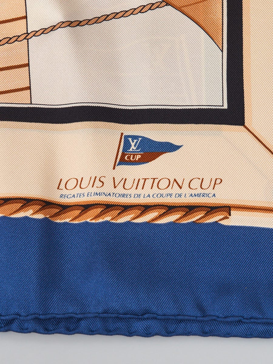 Louis Vuitton Blue Monogram Denim Silk Square Scarf - Yoogi's Closet