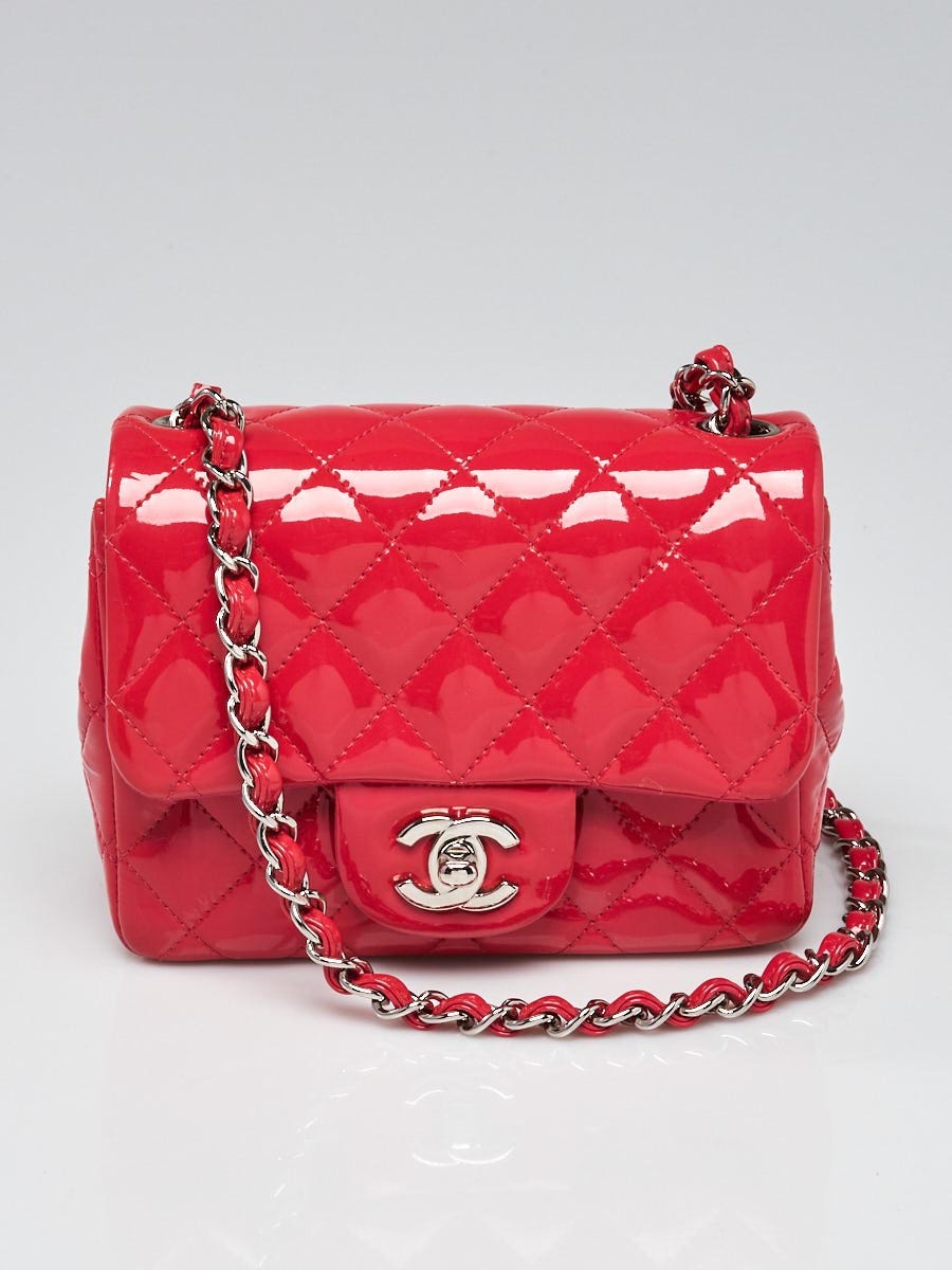 Chanel Pink Quilted Patent Leather Classic Square Mini Flap Bag