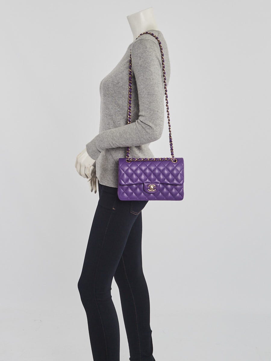 Chanel Purple Quilted Caviar Leather Classic Small Double Flap Bag - Yoogi's  Closet