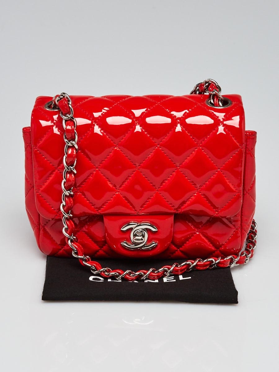 Chanel Red Quilted Patent Leather Classic Square Mini Flap Bag - Yoogi's  Closet