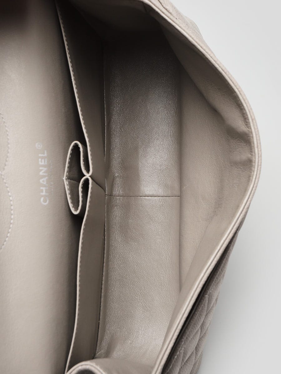 Chanel Grey Quilted Mattie Caviar Classic Jumbo Double Flap Bag - Yoogi's  Closet