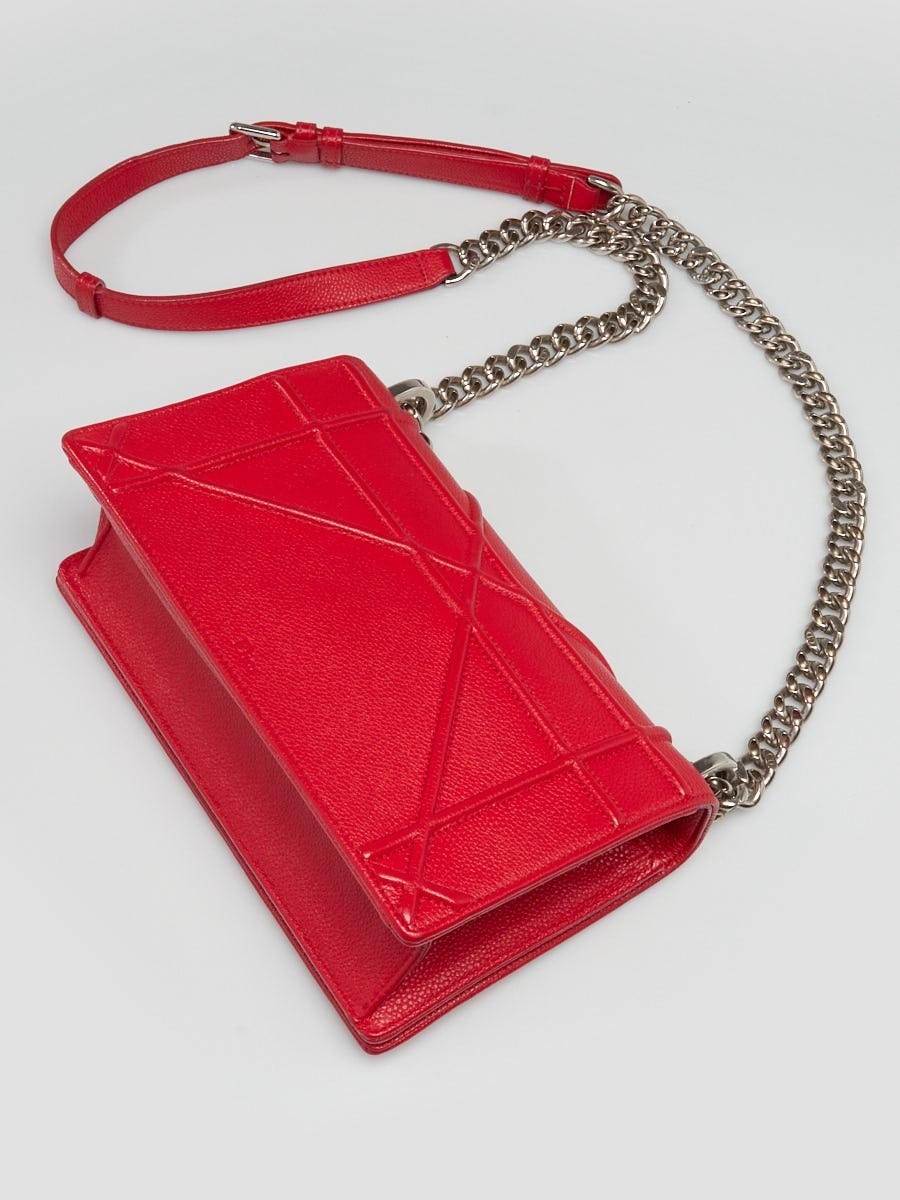 Christian Dior Diorama Bag in Red Leather with Silver Hardware