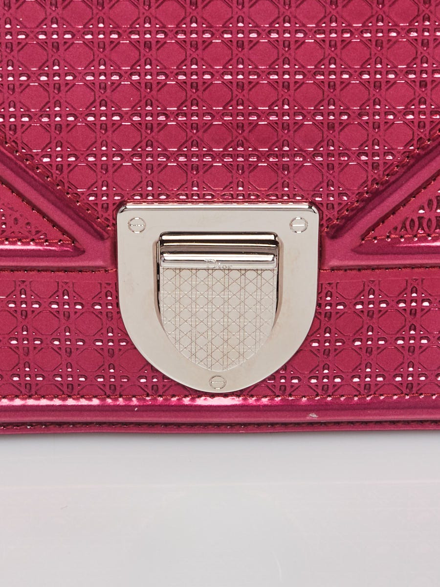 Christian Dior Metallic Pink Leather Micro Cannage Diorama Medium Flap Bag